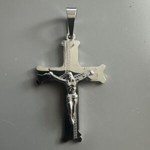 Stainless Steel Saint Jesus Christ Crucifix Pendant Chain Necklace Unisex Gift